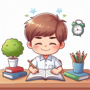 A child is doing studies very calmly-Time Management